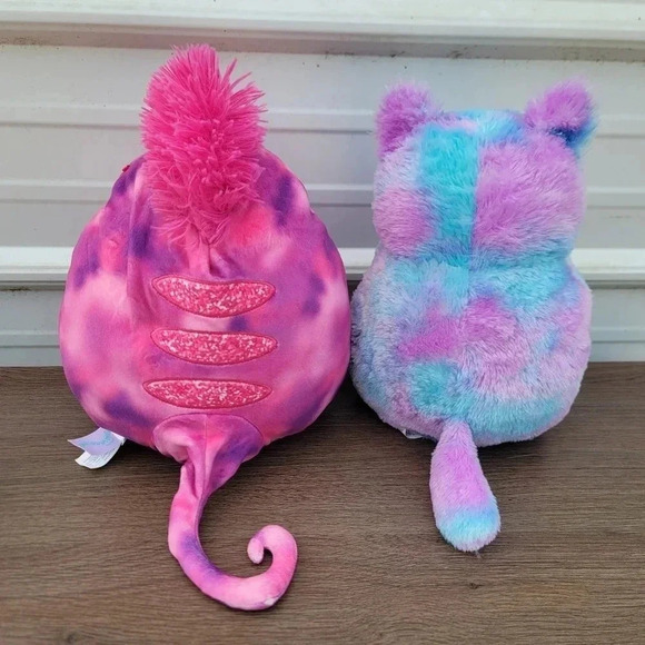 Lot Of 2 Squishmallows Original Hot Pink + Cat Kellytoy  Purple Blue - Picture 3 of 5